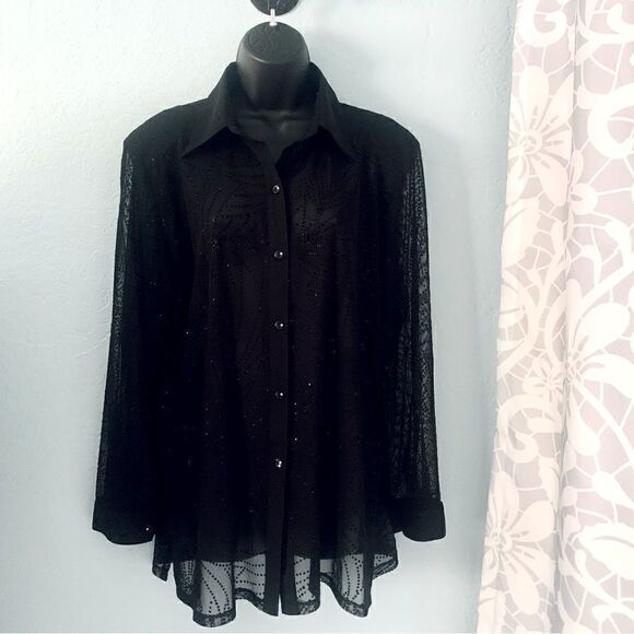 Clara Tops - Chic Black Sheer Women's Blouse